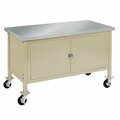 Global Industrial Mobile Cabinet Workbench, Stainless Steel Square Edge, 72inW x 30inD, Tan 249214TN